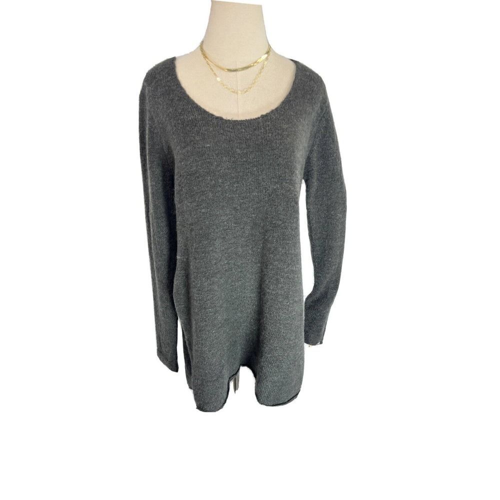 Nu Denmark Womens Sweater Side Slits‎ Boulce Knit Scoop Neck